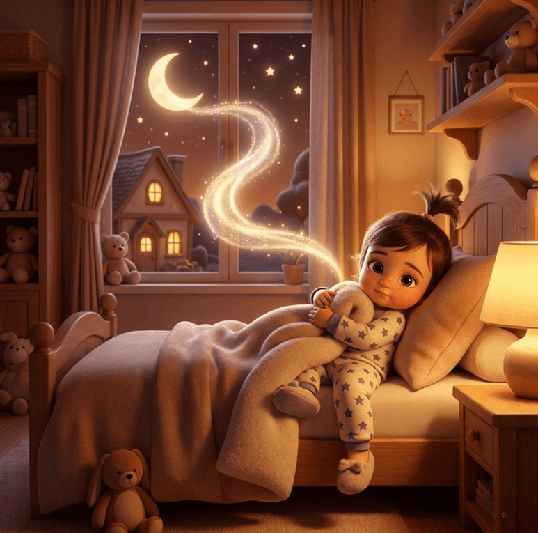 A real illustration from the Off to Dreamland example book